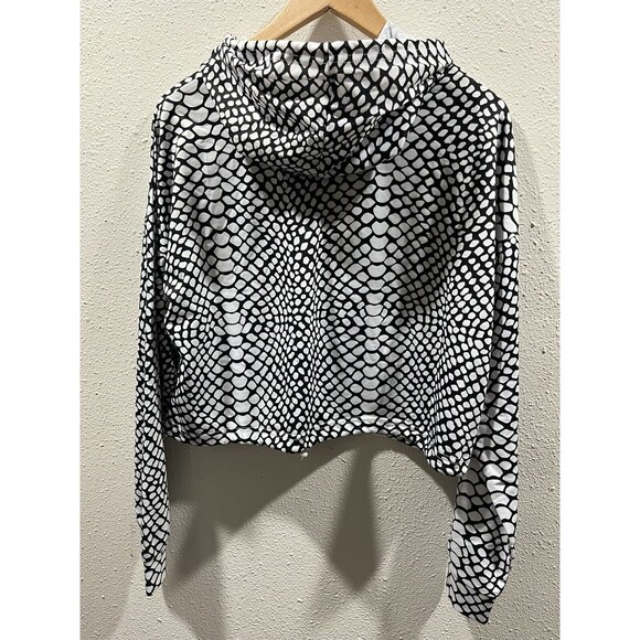 Club La Moda Hoodie Crop Top Sweatshirt Cover Up Snakeskin Black White XL NWT - Picture 2 of 5